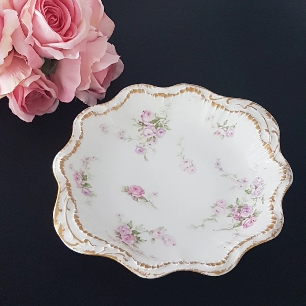 Theodore Haviland Limoges for WJ Alexander Troy NY, Vintage Handled Shallow Bowl